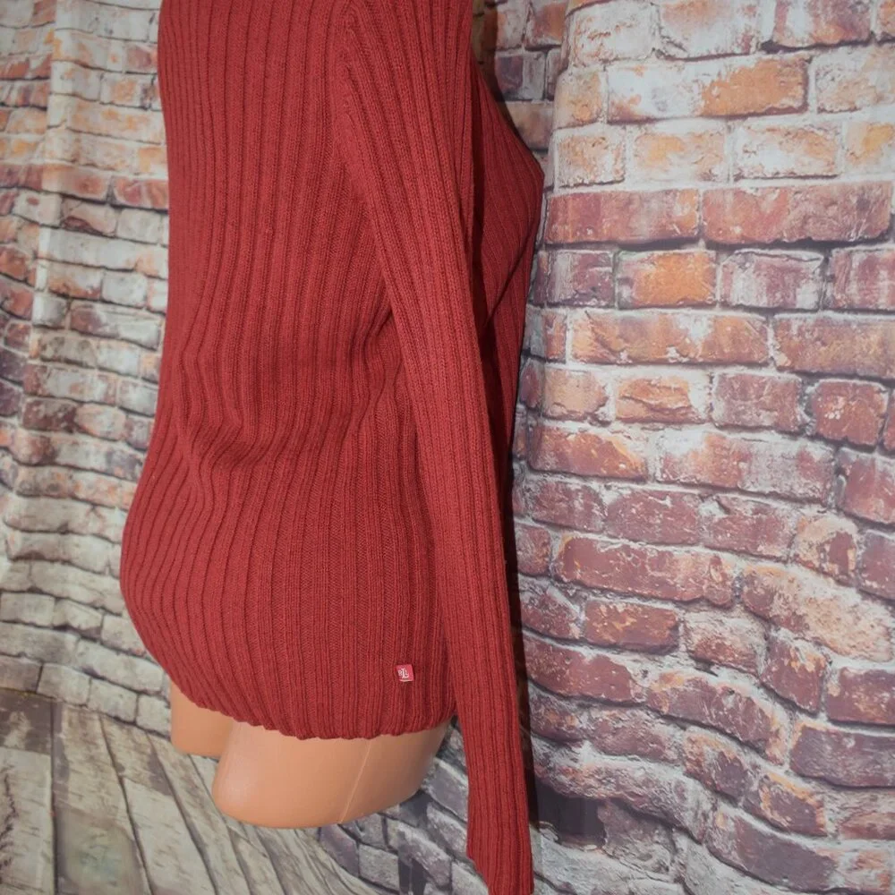 Ralph Lauren Medium Silk V neck Ribbed Sweater Cardigan Silk Linen Blend - Picture 9 of 11